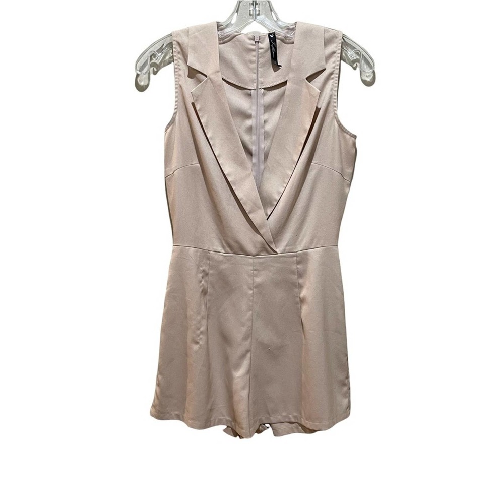 Influence Tuxedo Sleeveless romper Tan Size 8